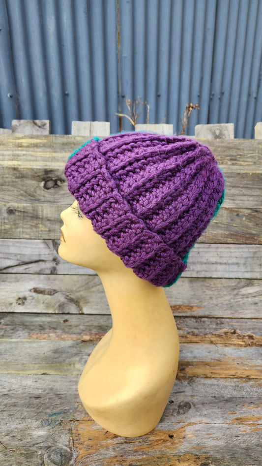 Split-colour Ribbed Beanie