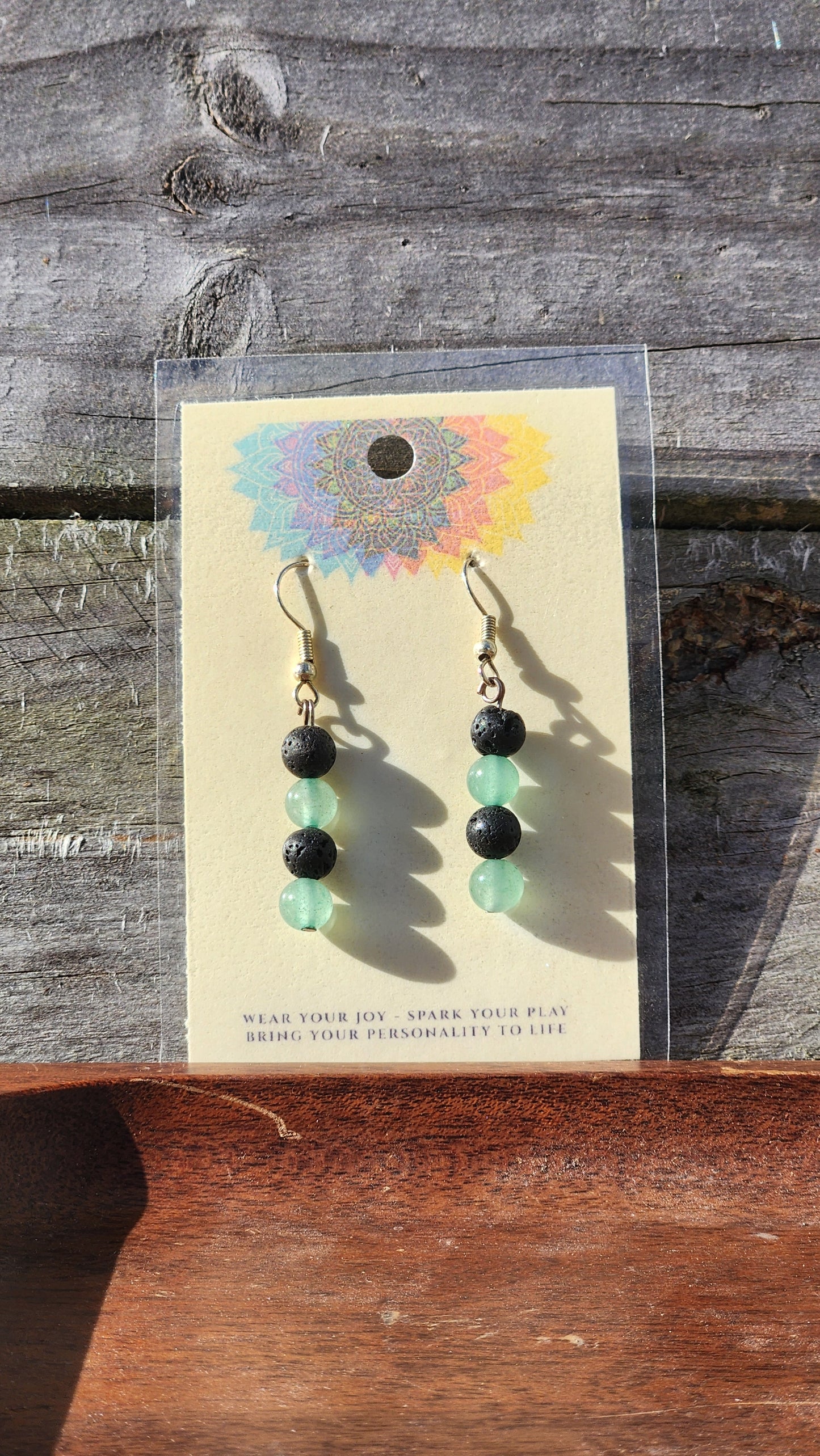 Lava Stone & Aventurine Earrings