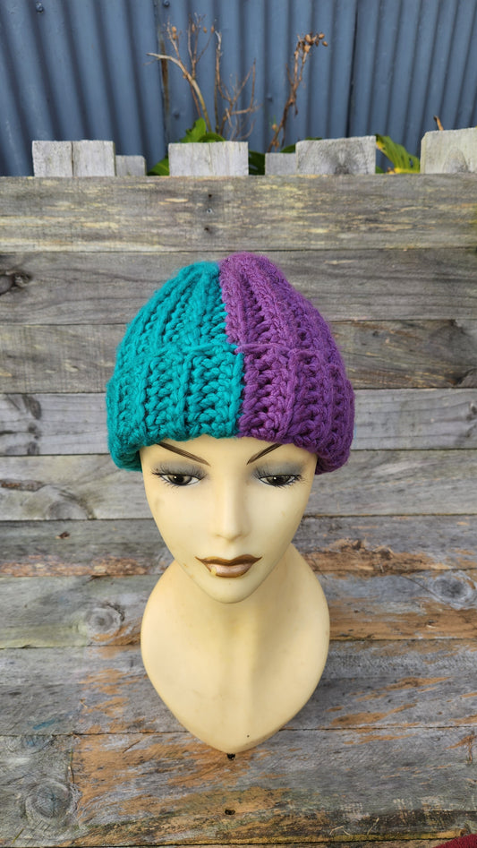 Split-colour Ribbed Beanie