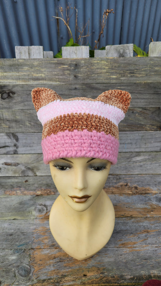 Striped Cat Ear Beanie