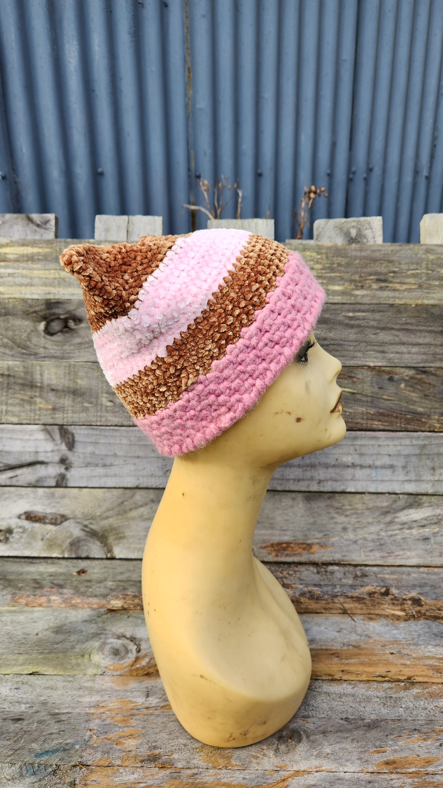 Striped Cat Ear Beanie