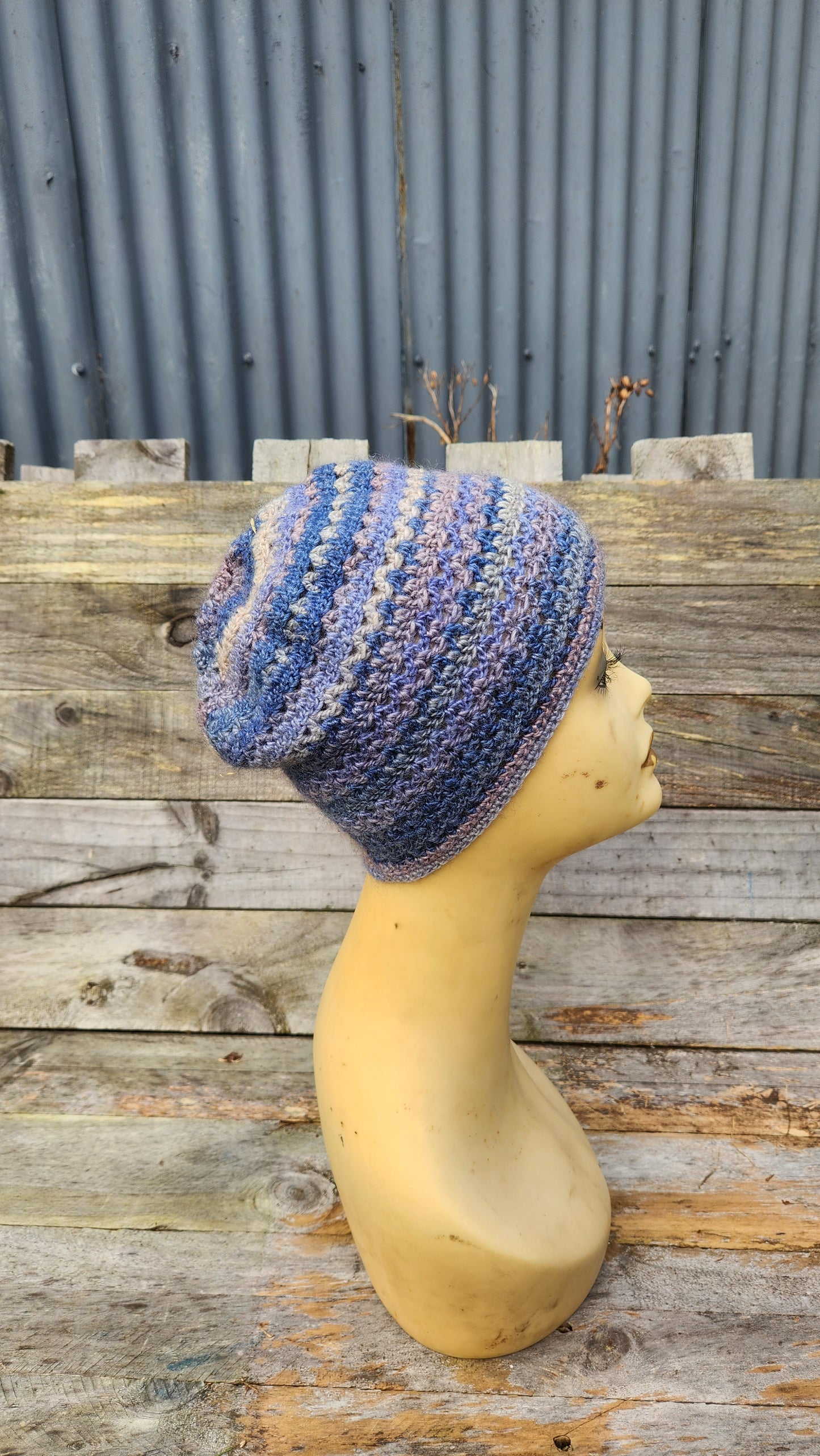 Lacy Blue Skullcap Beanie